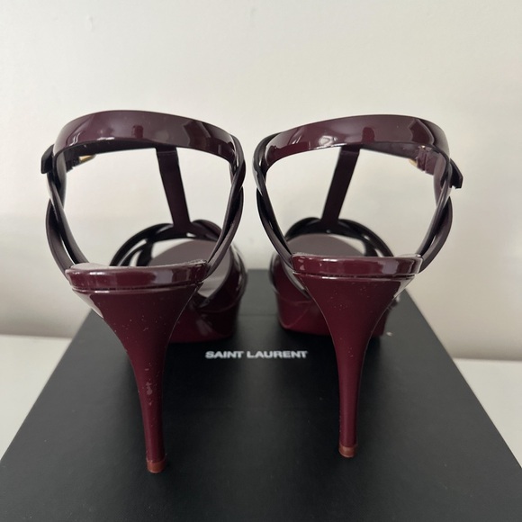 Saint Laurent Burgundy Patent Leather Tribute Sandals 41 - Picture 5 of 7